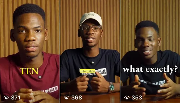 Three of Tega's videos from that period, at 371, 368 and 353 views
